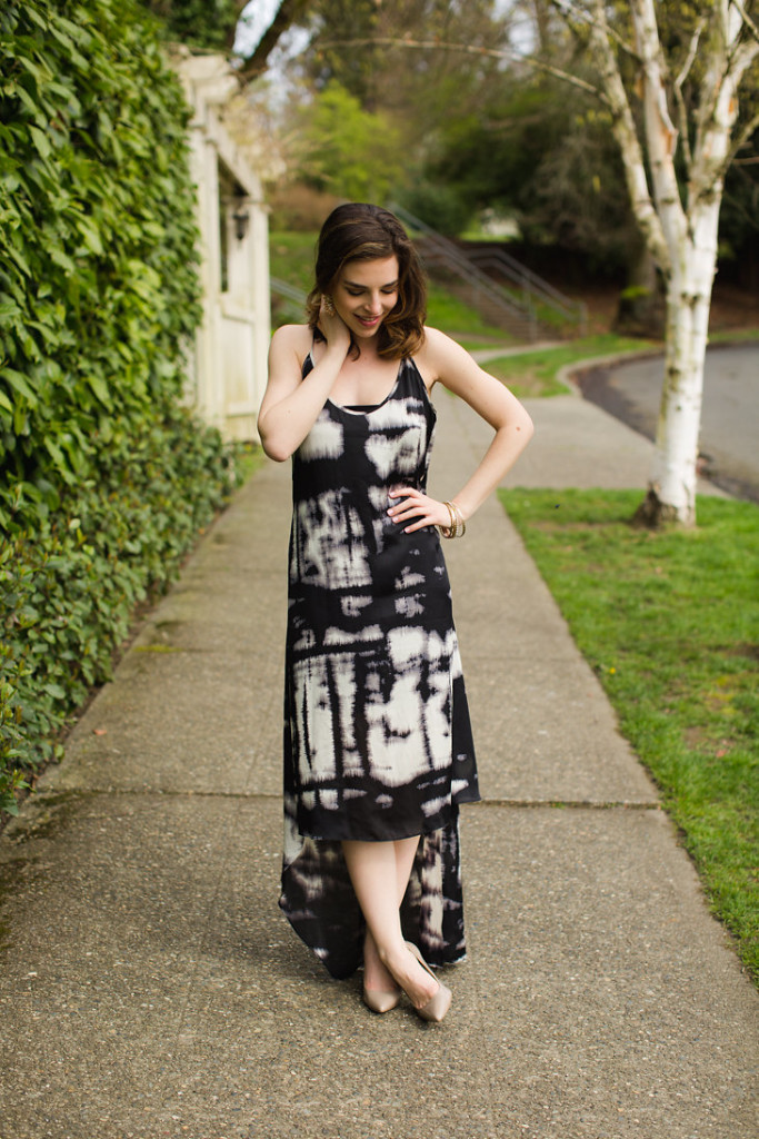 BCBG Tie Dye Silk Maxi Dress