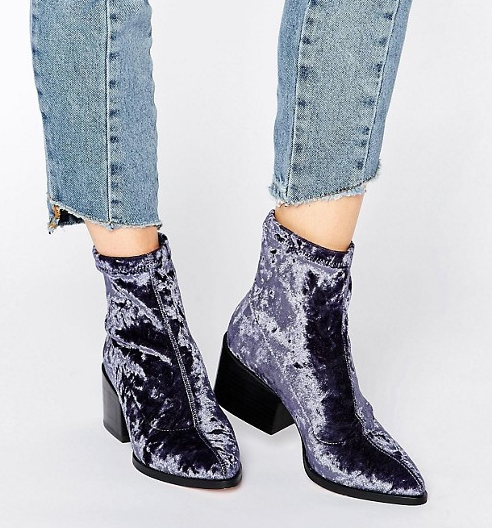 Silver velvet boots cheap