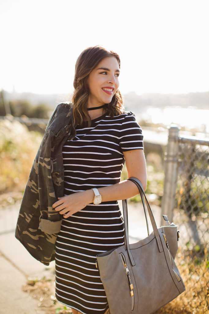 black-and-white-striped-t-shirt-dress-womens-camo-jacket-seattle-fashion-blogger-18