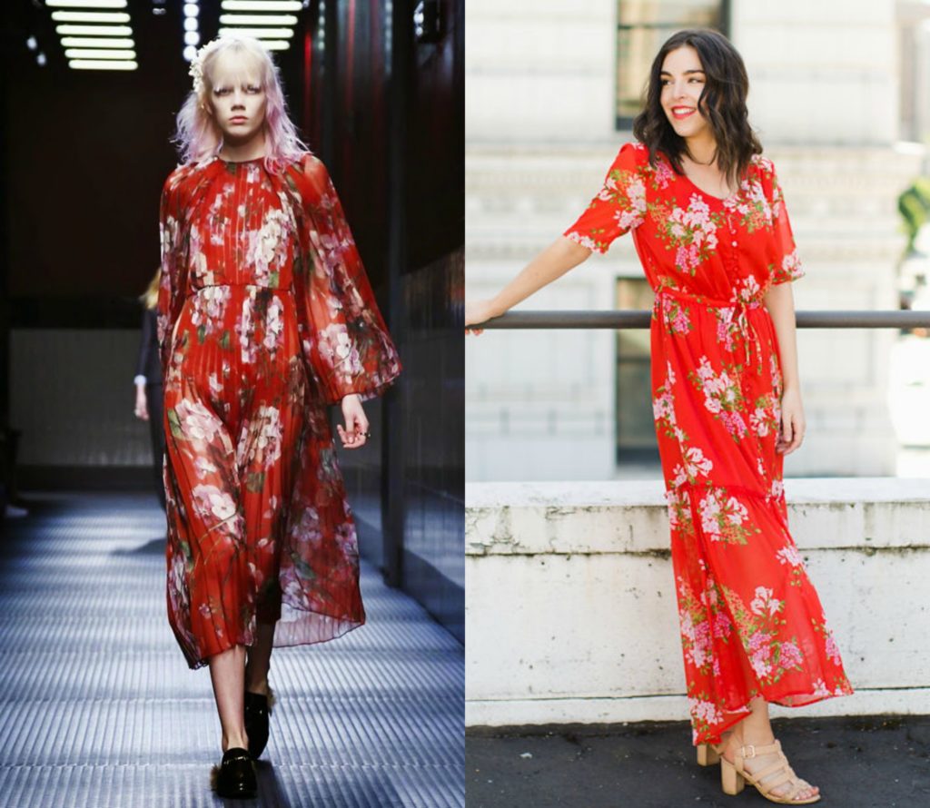 Gucci red floral dress Who What Wear dress