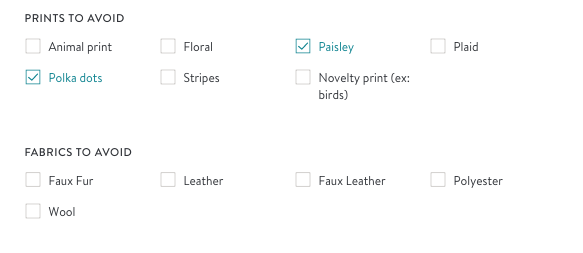 Stitch Fix Style Color and Pattern Profile