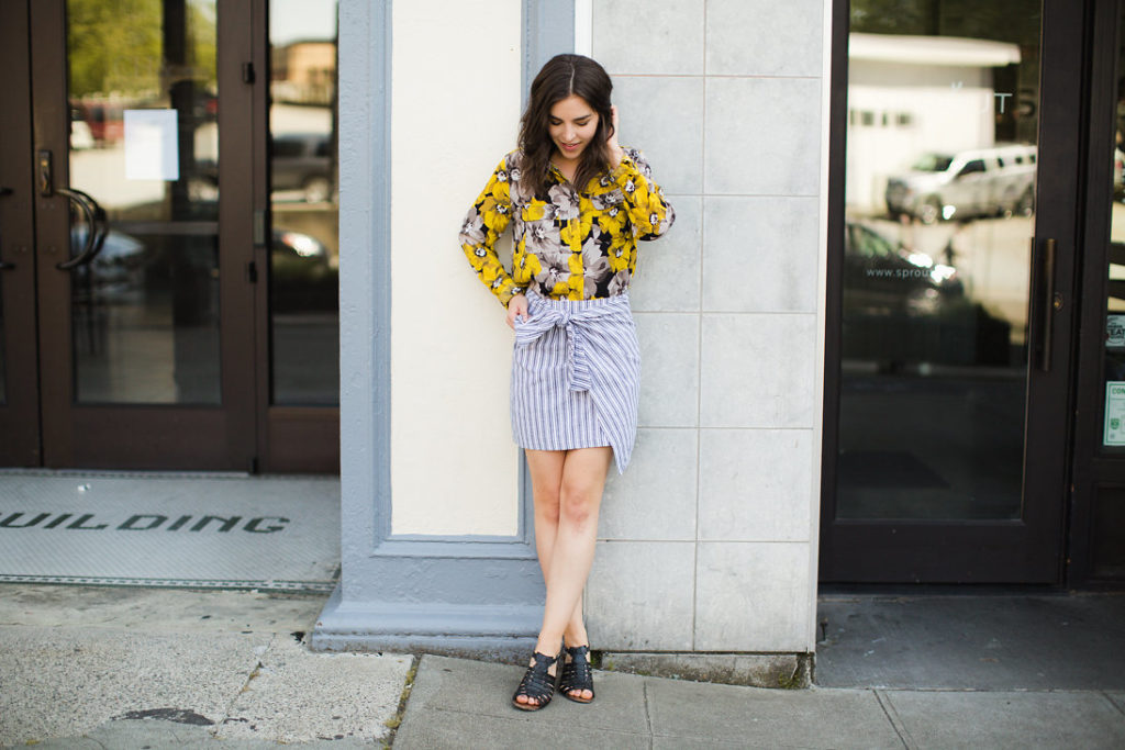 Wrap mini skirt yellow hotsell
