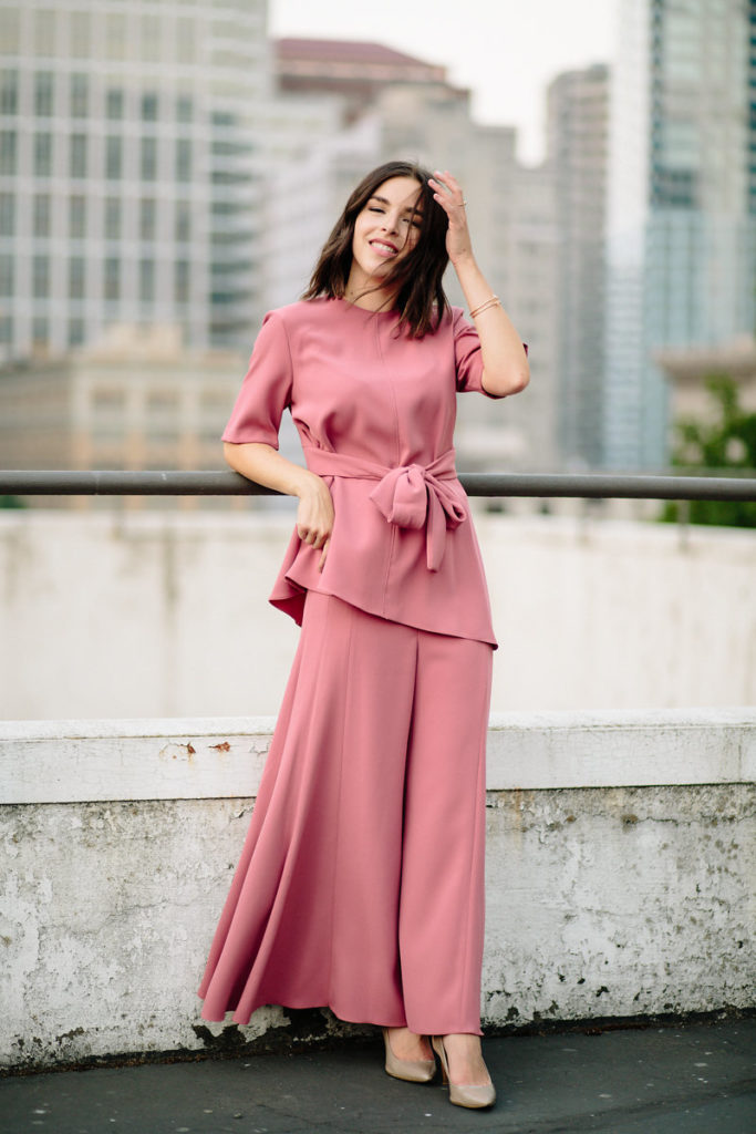 Wide leg trousers and blouse coordinates