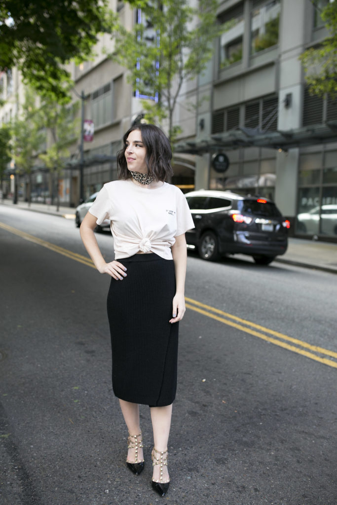 Just female black sweater wrap skirt