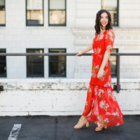 Affordable Clothing that Looks Expensive Who What Wear Red Floral Dress 4