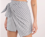 White and gray stripe mini skirt