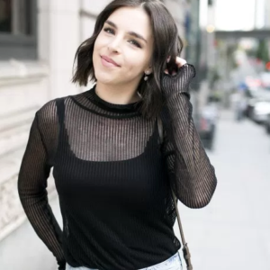 Black sheer ribbed long sleeve top