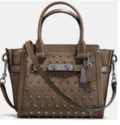 COACH 57696 Swagger 21 in Pebble Leather with Ombre Rivets Fatigue