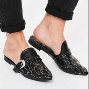 black pin head stud close toe mules