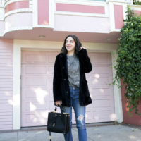 Leopard print booties from Target and Kenneth Cole Hooded Coat